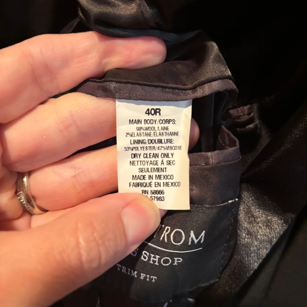 Nordstrom Men's Shop Trim Fit Satin Lapel Wool Blend Tuxedo Jacket 40R NWOT